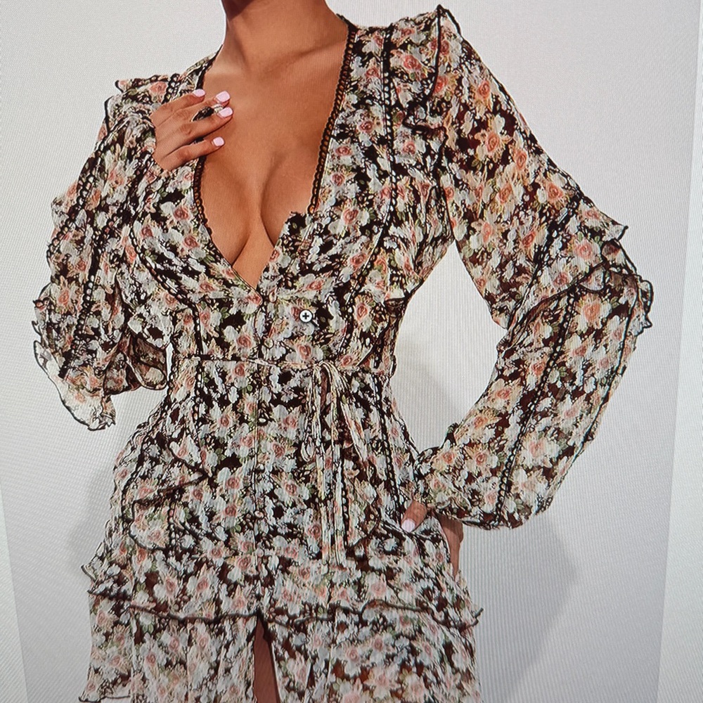 Fashion Nova Black Floral Dress